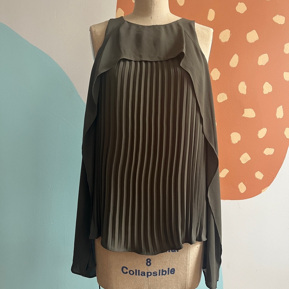 NWT HALSTON draped & pleated sleeveless blouse